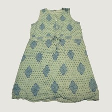 Lucky Brand Dress Green Blue Block Print Sleeveless Boho Modern Large L Summer
