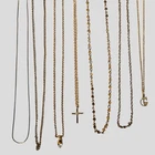 Mixed Gold Tone Necklace Lot Vintage Modern Costume Jewelry Craft Resale 7pc