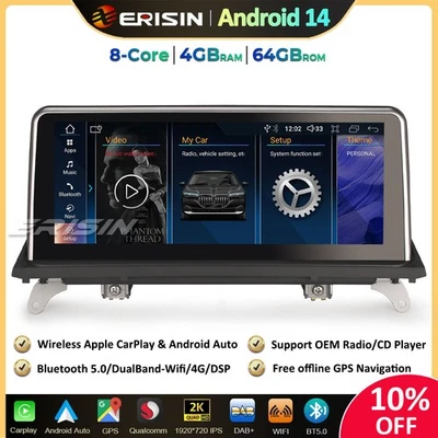 10.25” IPS Android 14 Autoradio GPS CarPlay DAB+Wifi for BMW X5 E70 X6 E71 CIC - Photo 1/4