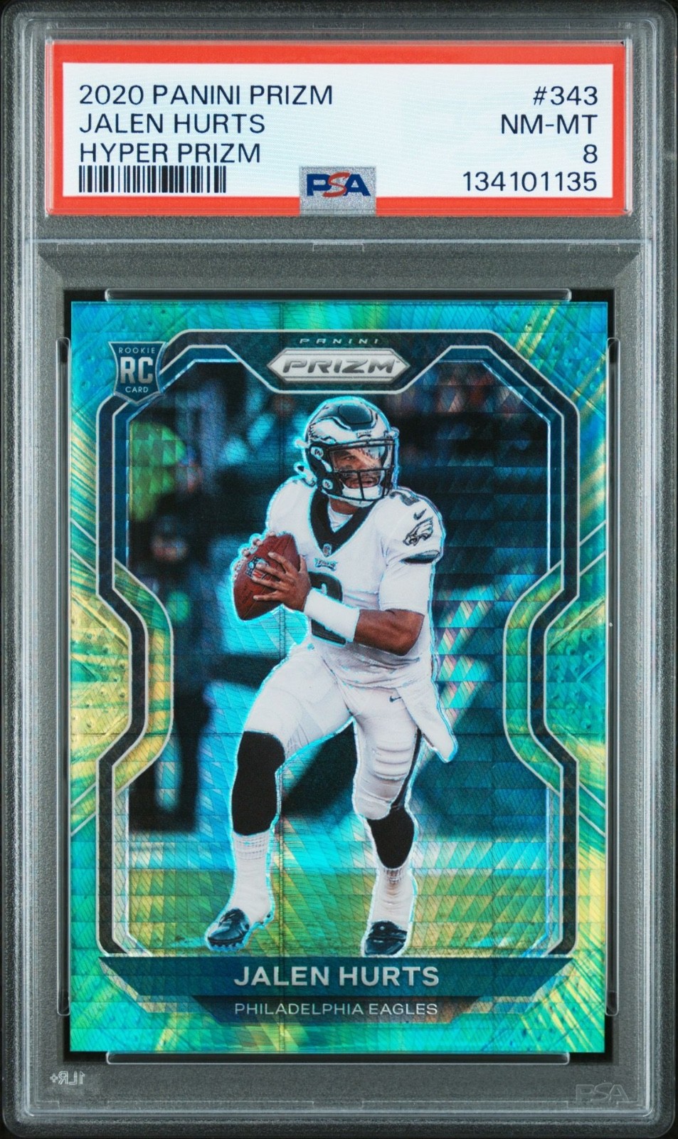 2020 Panini Prizm Hyper Prizm Jalen Hurts 343 PSA NM-MT 8