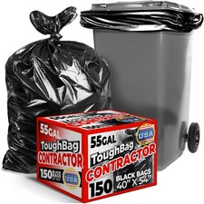 55-60 Gallon Heavy Duty Trash Bags 150 Count Black Made in USA