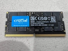 Crucial 16GB DDR5 SODIMM 4800 PC5-38400 Laptop Memory CT16G48C40S5
