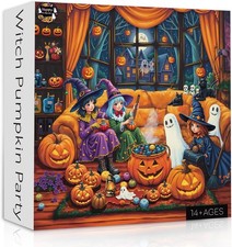 Witch Pumpkin Party 1000 Pc Jigsaw Puzzle, Brand New-Sealed Box