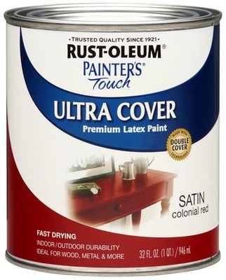 Rust Oleum Painter's Touch Satin Colonial Red Paint 1 Quart Low Odor Durable ...