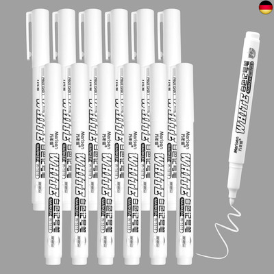 WINKIO Weiße Acrylstifte 12 PCS, 1mm Fine Tip Permanent Marker, Wasserfest 