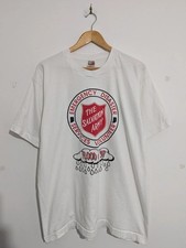 T-shirt vintage anni 90 esercito della salvezza alluvione del 1997 grafica beneficenza punto singolo