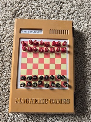 Vintage Scrolling Magnetic Travel Games Snakes & Ladders, Solitaire, Chess, Ludo