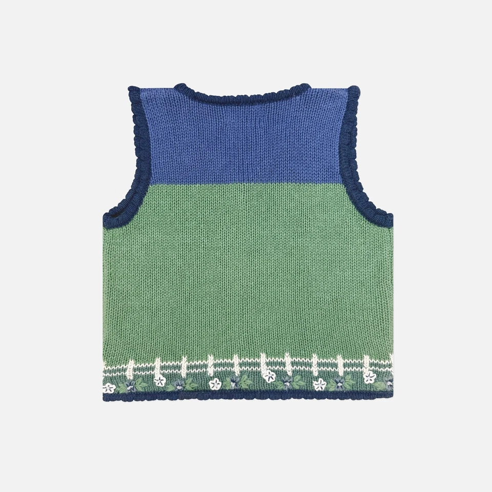 复古 90 年代 Hartstrings Boho Cottagecore 手工针织羊毛衣背心女孩 5/6 — 第 3/4 张图片