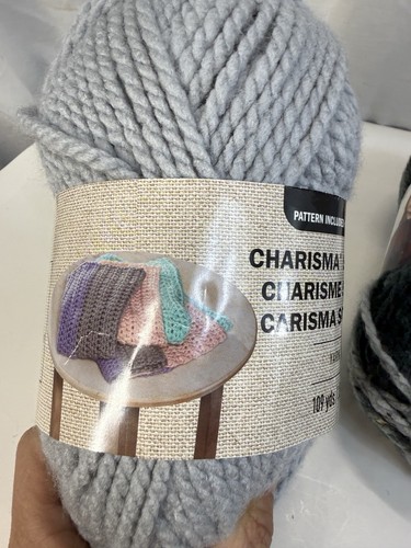 Loops & Threads Charisma Yarn Lot 4 Skeins Sorbet Silver Tweed Charcoal Blue