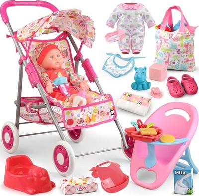 Baby Doll Stroller Set Toys for Girls Toddlers 3-5 4-6 Gifts,Baby Doll Set with 