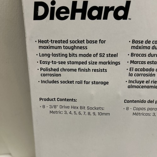Diehard 8 Piece METRIC Long Ball End Hex Bit Driver Socket Set 3 to 10mm, 3/8” - Picture 10 of 13