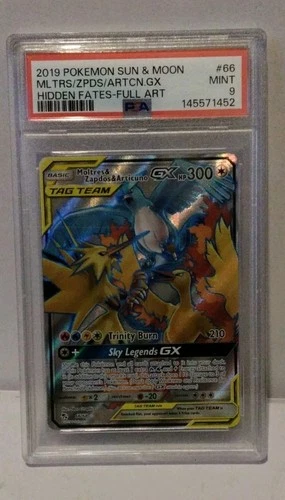 Pokémon Hidden Fates Moltres Zapdos Articuno GX 66/68 Full Art Holo PSA 9 2019
