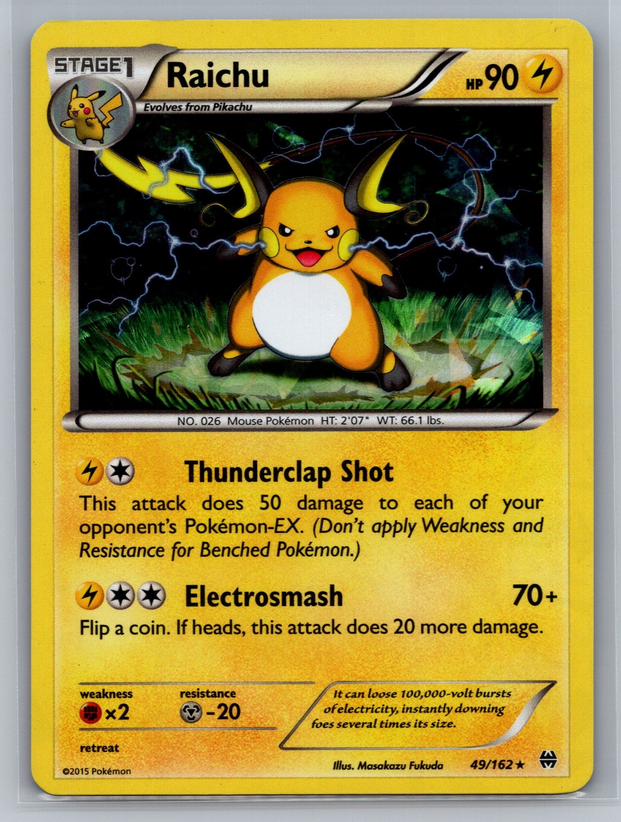 Raichu XY - BREAKthrough #49/162 Rare,Cracked Ice Holo Pokemon Card