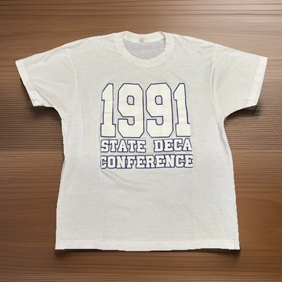Vtg 1991 STATE DECA CONFERENCE T-Shirt White Single Stitch 90s Business Club M