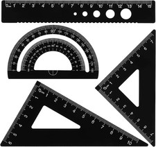 Metal Protractor Set Triangular Geometry Set Aluminum Alloy Math Ruler Tool 4pc