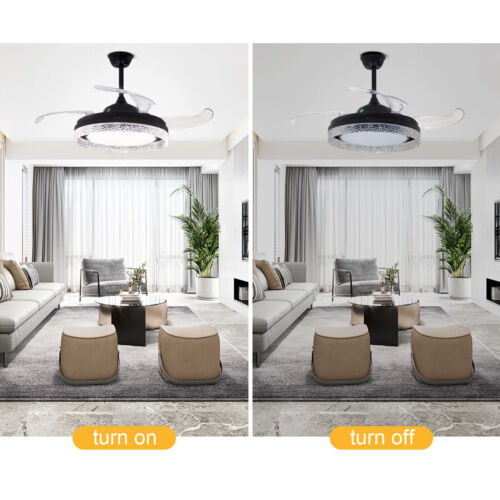 42" 6 Speed Retractable Ceiling Fan with Light Indoor LED Chandelier w / Remote - Picture 6 of 15