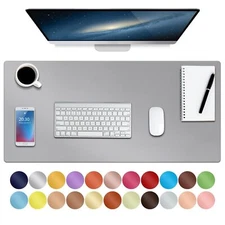Leather Desk Pad 35"x 17" Non-Slip Mouse PadOffice Desk MatWaterprooft PU Lea...