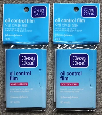 CLEAN & CLEAR Clean and Clear Oil Control Film Blotting Paper/60 Sheets x 2(Set of 2 Packets)