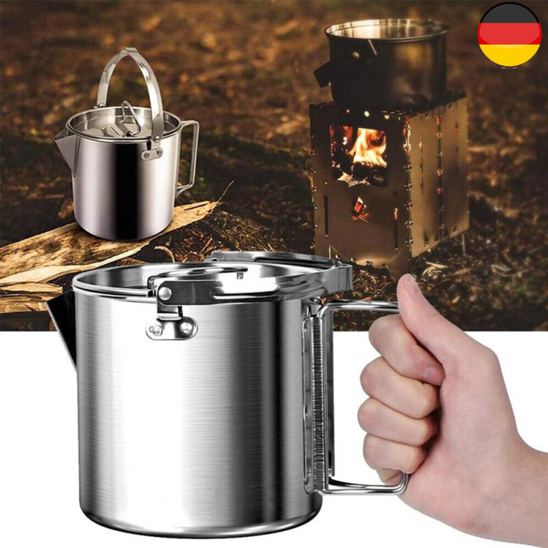 Camping Wasserkessel Edelstahl Wasserkocher Outdoor Angeln Kaffeekanne