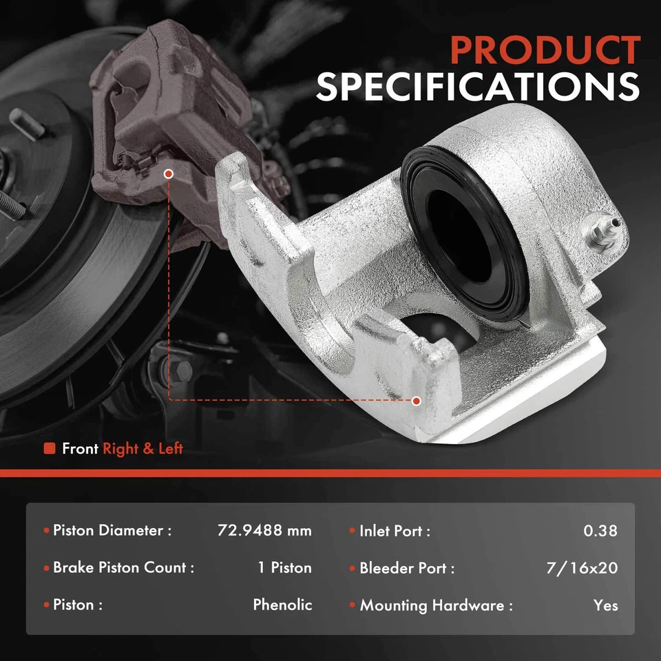 Pair Front Brake Calipers for Ford F-150 1986-1993 E-150 Econoline Club Wagon - Image 2 of 4