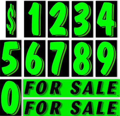 Vinyl Number and Decals 13 Dozen Car Lot Windshield Pricing Stickers (Green 2)