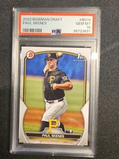 PAUL SKENES 2023 BOWMAN PAPER 1ST ROOKIE #BD14 PITTSBURGH PIRATES PSA 10 GEM