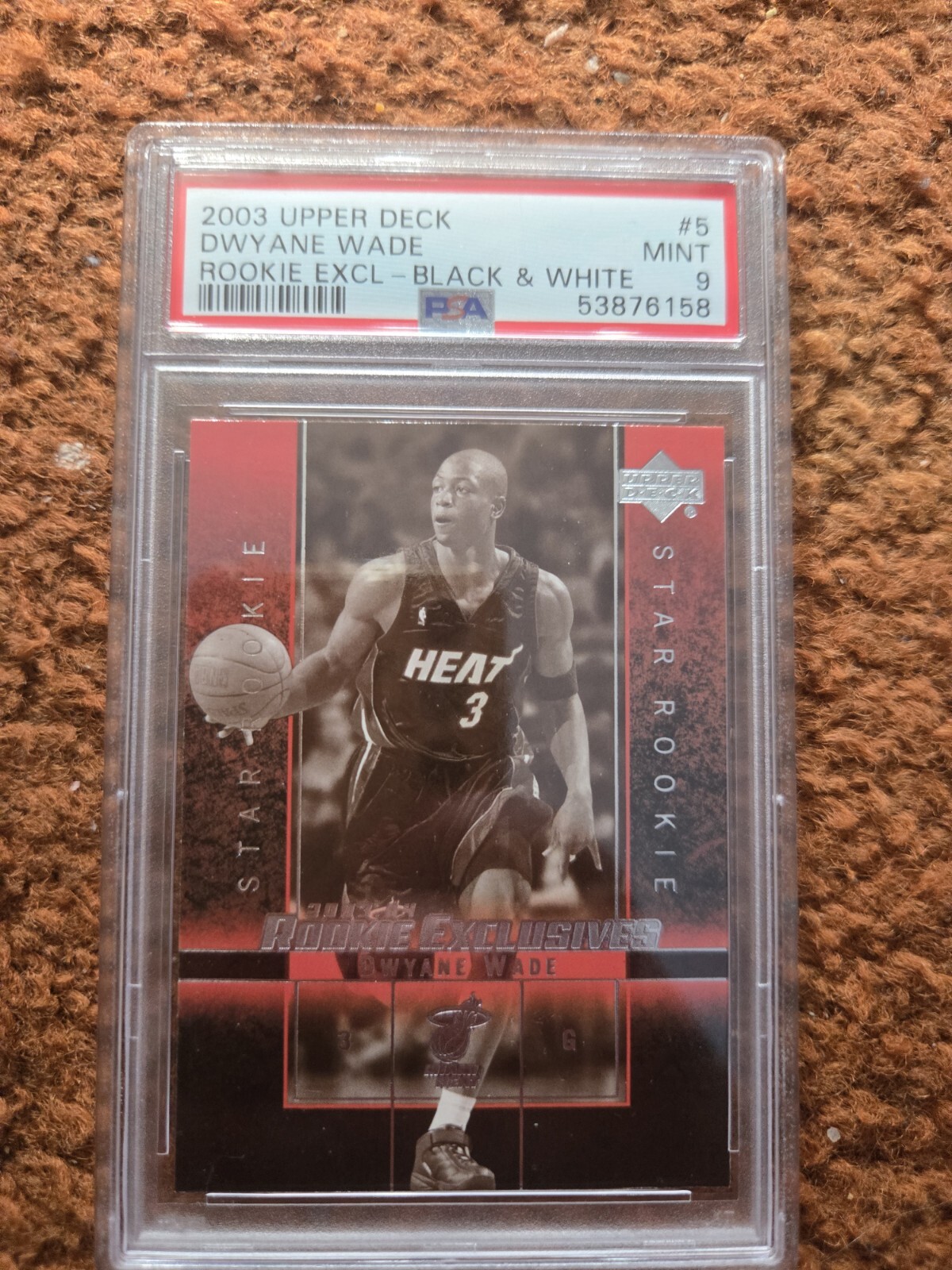 2003-04 UD Exclusives Black & White Star Rookie #5 Dwyane Wade RC PSA 9 ...