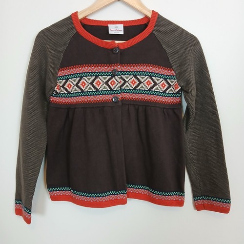 Hanna Andersson Sweater Girl 10 Button Front Folk Boho Scandi Artisanal Retro
