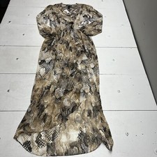 Fashion Star Express Brown Reptile Print Long Sleeve Maxi Slit Dress Womens 4