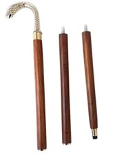 Antique Designer Snake Silver Finished Brass Head Handle Walking Cane Stick Gift