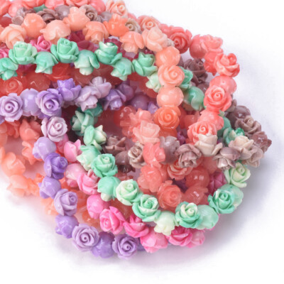 10pcs Rose Flower 6mm 8mm 10mm Resin Artificial Coral Loose Beads DIY  Jewelry