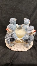 Snow Buddies 4 Snowman Resin Candle Holder Tray By Encore Group With Candle
