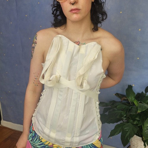 Vintage 1960s Camp Corset Back Brace Corset Size 36. White. Rare. - Picture 12 of 12