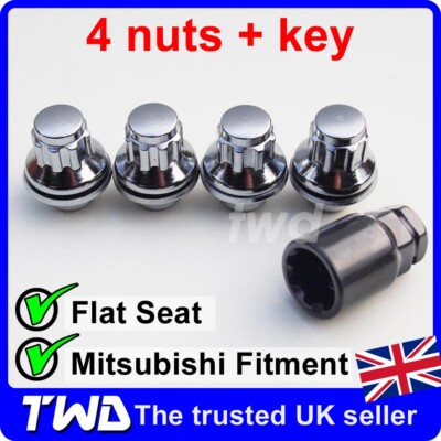4x ALLOY WHEEL LOCKING NUTS FOR MITSUBISHI PAJERO SHOGUN CHROME LUG BOLTS [0Lb]