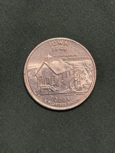 2004 P Iowa Quarter Multiple Errors Bad Strikes Bad Lettering Of Set The Word We - Picture 3 of 8