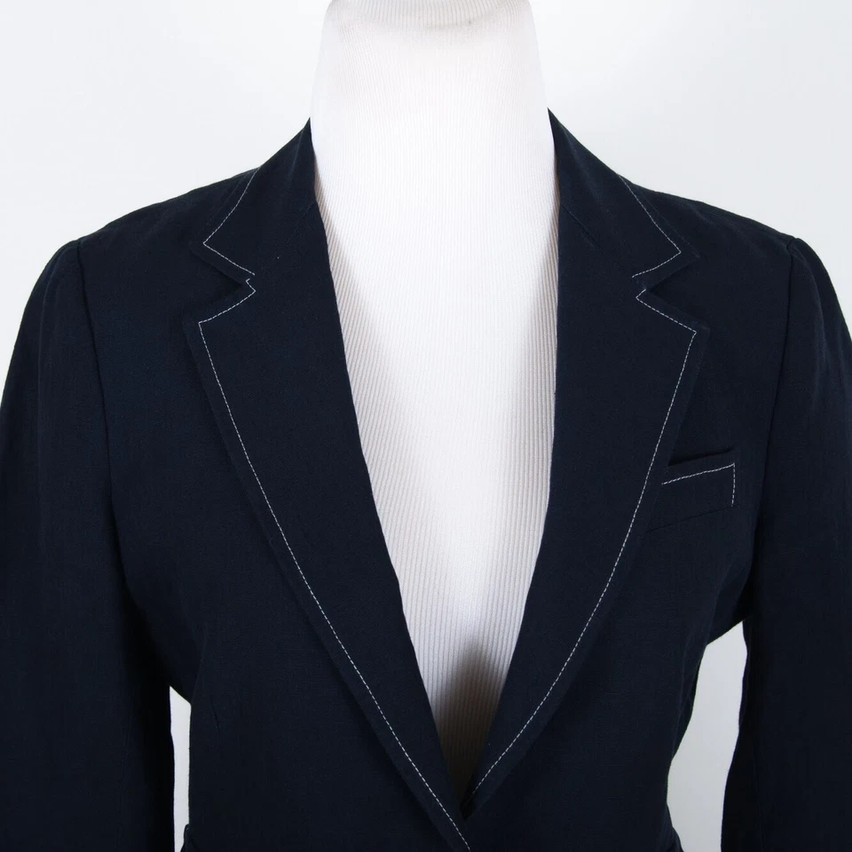 Chaqueta Blazer Band Of Outsiders NIÑO 1 Botón 100% Lino Azul Marino Manga Larga talla 2 Foto 2 de 4