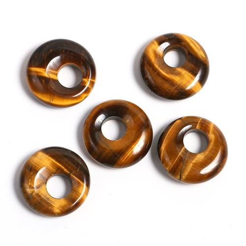 18mm Natural Crystal Hole Donut Peace Buckle Beads Gemstone Chakra DIY Jewelry - Picture 33 of 62
