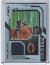 JUSTIN FIELDS 2021 PANINI PRIZM SILVER PREMIER ROOKIE JERSEY PATCH PJ-4 BEARS RC
