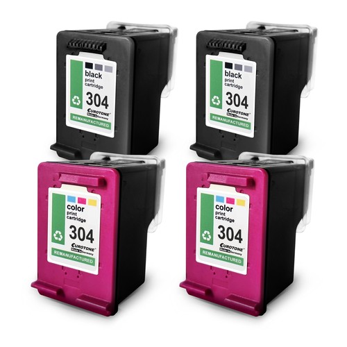 4x Eurotone ECO Tinte 2+2 ersetzt HP N9K07AE N9K08AE N9K07A N9K08A 304XL 304 XL - 第 1/3 張圖片