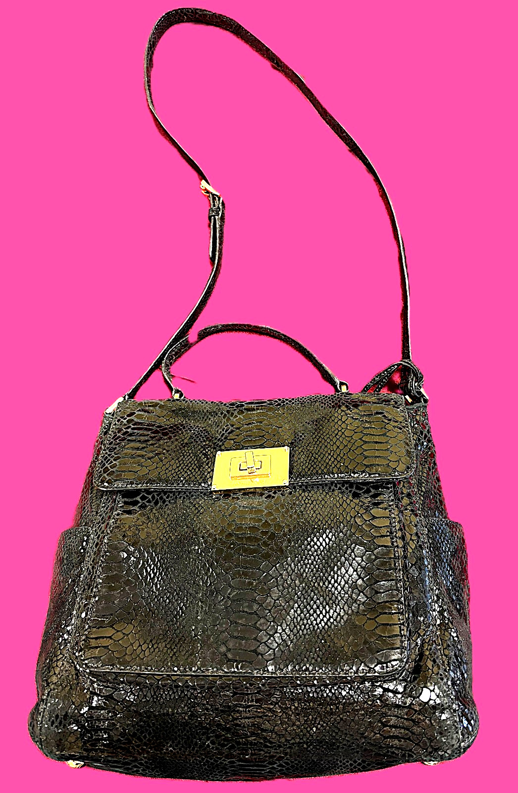 MICHAEL KORS Large Black Python Satchel - image 1
