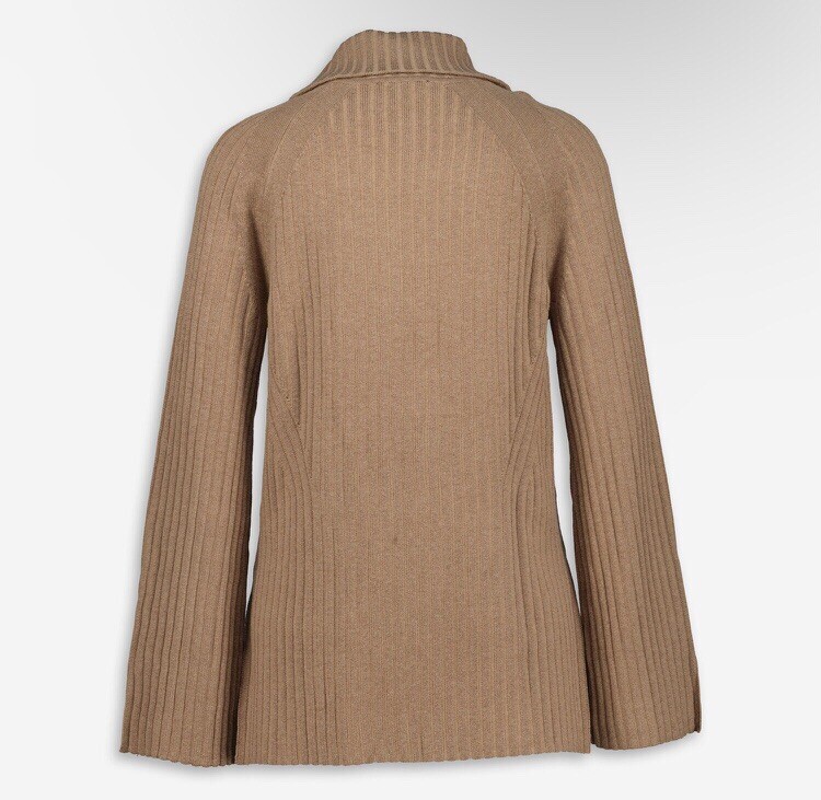 WHISTLES Brown Ribbed Zip Fastening Cardigan UK S BNWT Genuine Designer