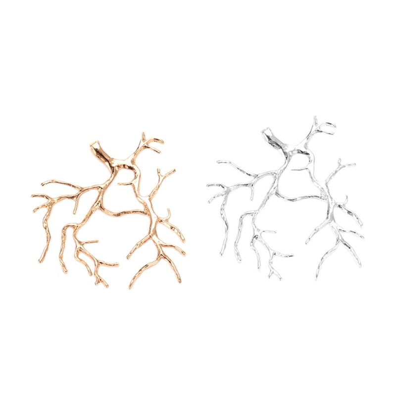 5-Piece Copper Plated Silver/Gold Branch Pendants for DIY Jewelry Crafting