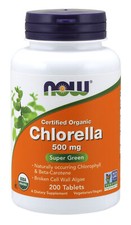 NOW Supplements- Organic Chlorella 500 mg with naturally occurring Chlorophyll-