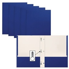 Office Products Blue Paper 2 Pocket Folders with Prongs 50 Pack Matte Texture...