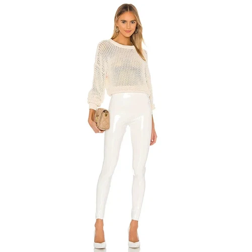 Women Faux Latex High Waist Bodycon PU Leather Pencil Leggings PVC Trousers - Picture 5 of 16