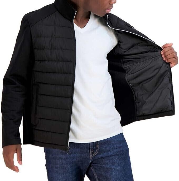 Men's Nautica Mix Media Jacket Large Black New with Tags! eBay