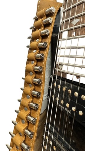 Gitarrengurt breit Nickel echte Kugel brauner Sattel klassischer Gitarrengurt - Bild 2 von 8