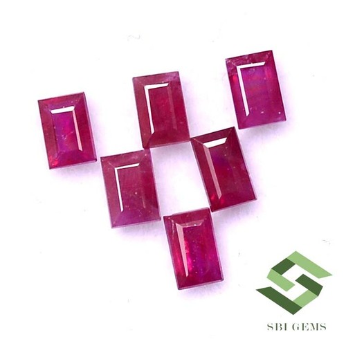 3x2 mm Natural Ruby Baguette Cut Lot 07 Pcs 0.95 CTS Calibrated Loose Gemstones - Picture 5 of 5