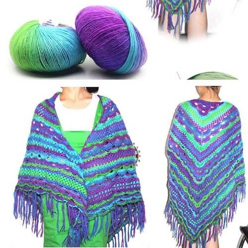 Hot 3Balls*50g Soft Cashmere Wool Rainbow Wrap Shawl DIY Hand Knitwear Yarn 12 - Picture 20 of 24