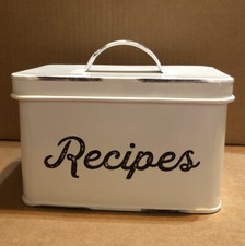 Caja de recetas rústica de granja recubierta de esmalte blanco NUEVA de Auld Home Design